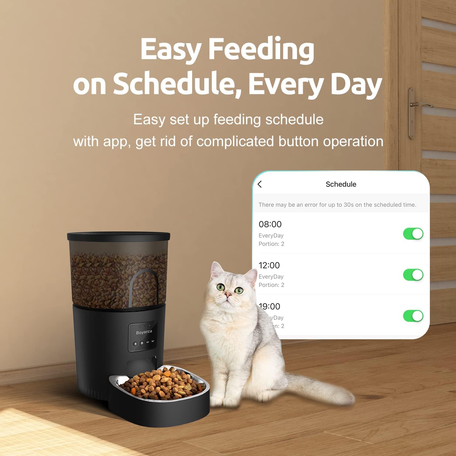 Automatic Cat Feeders with App,WiFi Tuya Smart Automatic Pet Feeder with Timer Auto Dry Food Dispenser for Cats and Small Dogs,1-10 Meals/Day,1-12 Portions/Meal,3L