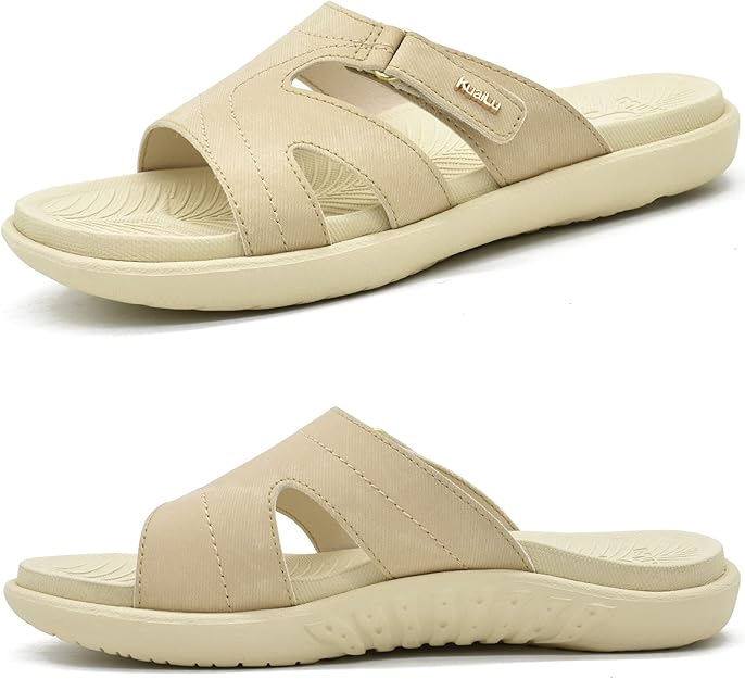 KuaiLu Womens Fashion Orthotic Slides Ladies Lightweight Athletic Yoga Mat Sandals Slip On Thick