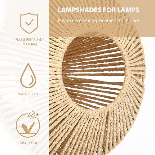 Miniatura 3 de Pantalla de lámpara de mimbre tejida con cesta de ratán de paja pantalla colgante cubierta de luz colgante lámpara de techo iluminación tejida para