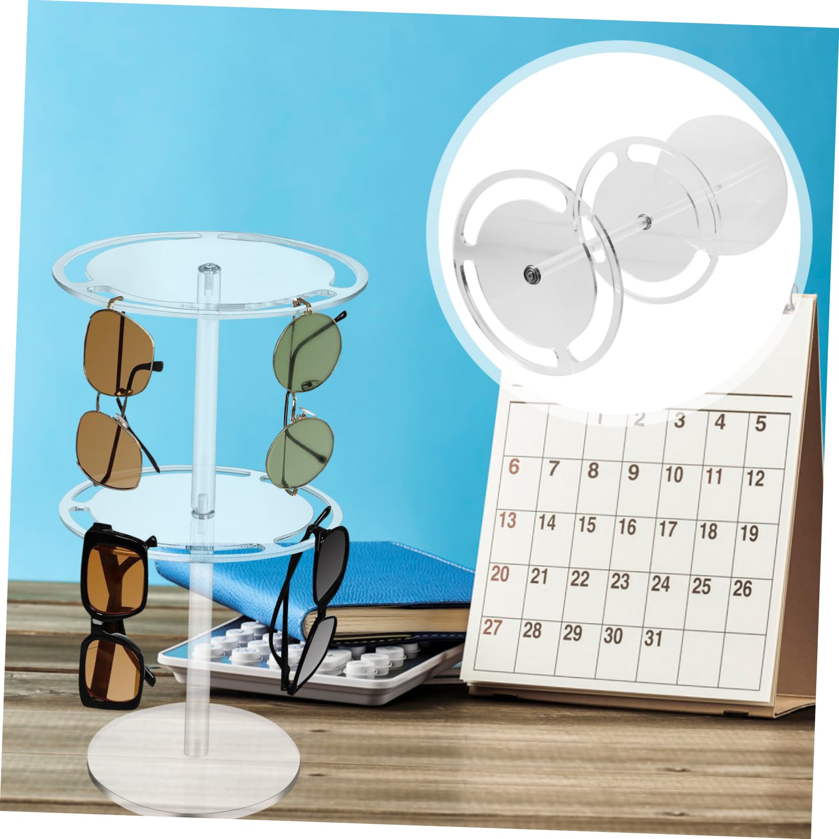 ABOOFAN Rotating Glasses Stand Holder Desktop Acrylic Eyeglass Holder