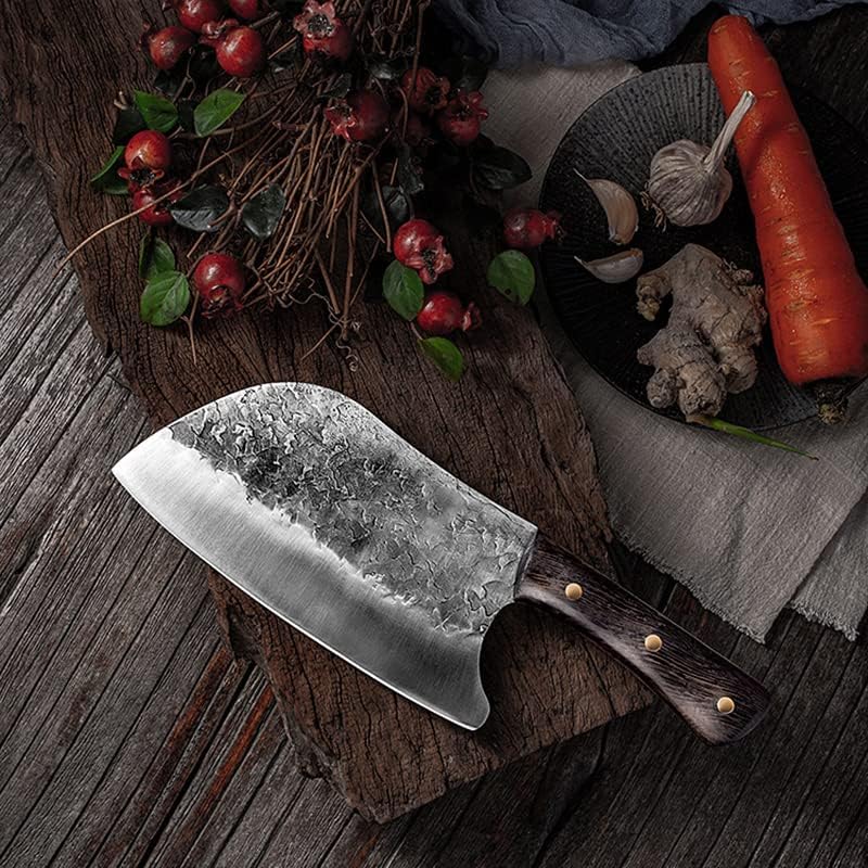 Meat cleaver, Handmade Forged Choping Knife Stainless Steel Chinese Kitchen Knife Meat Cleaver Vegetable Chopper Knife Kitchen Cutter Tool Cleaver Knife (Color : Knife with cover)
