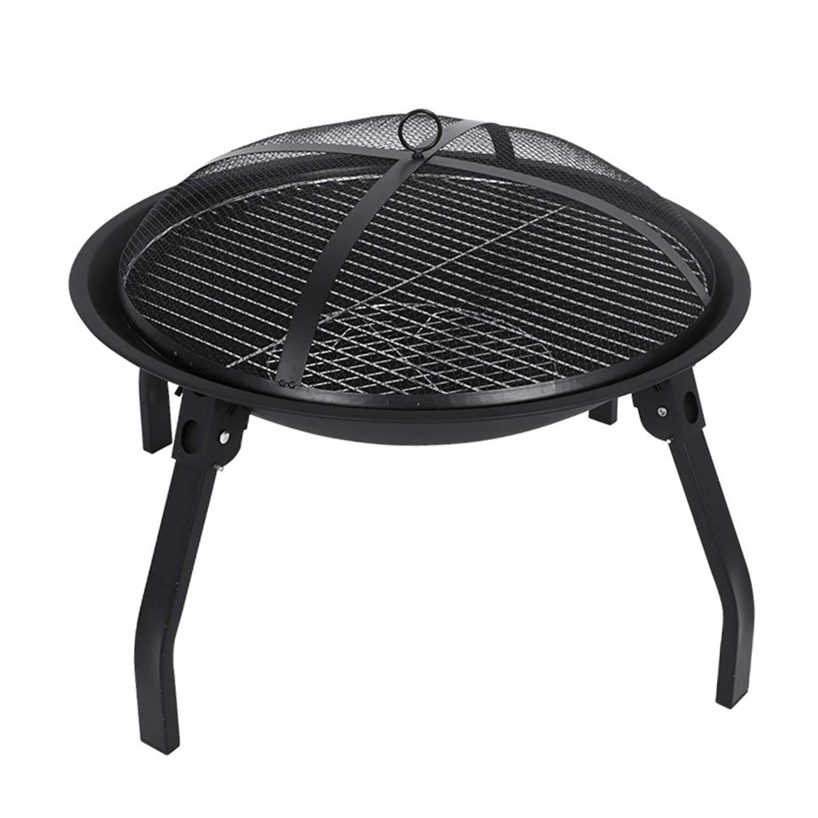 ZRSJ Foldable Outdoor Fire Pit Wood Burn Terrace Brazier for Camping Stainless Steel Mesh Fire Pit Wood Heater Heating Suitable for Gardens, Terraces and Outdoors. Modern beauty (Color : Black)