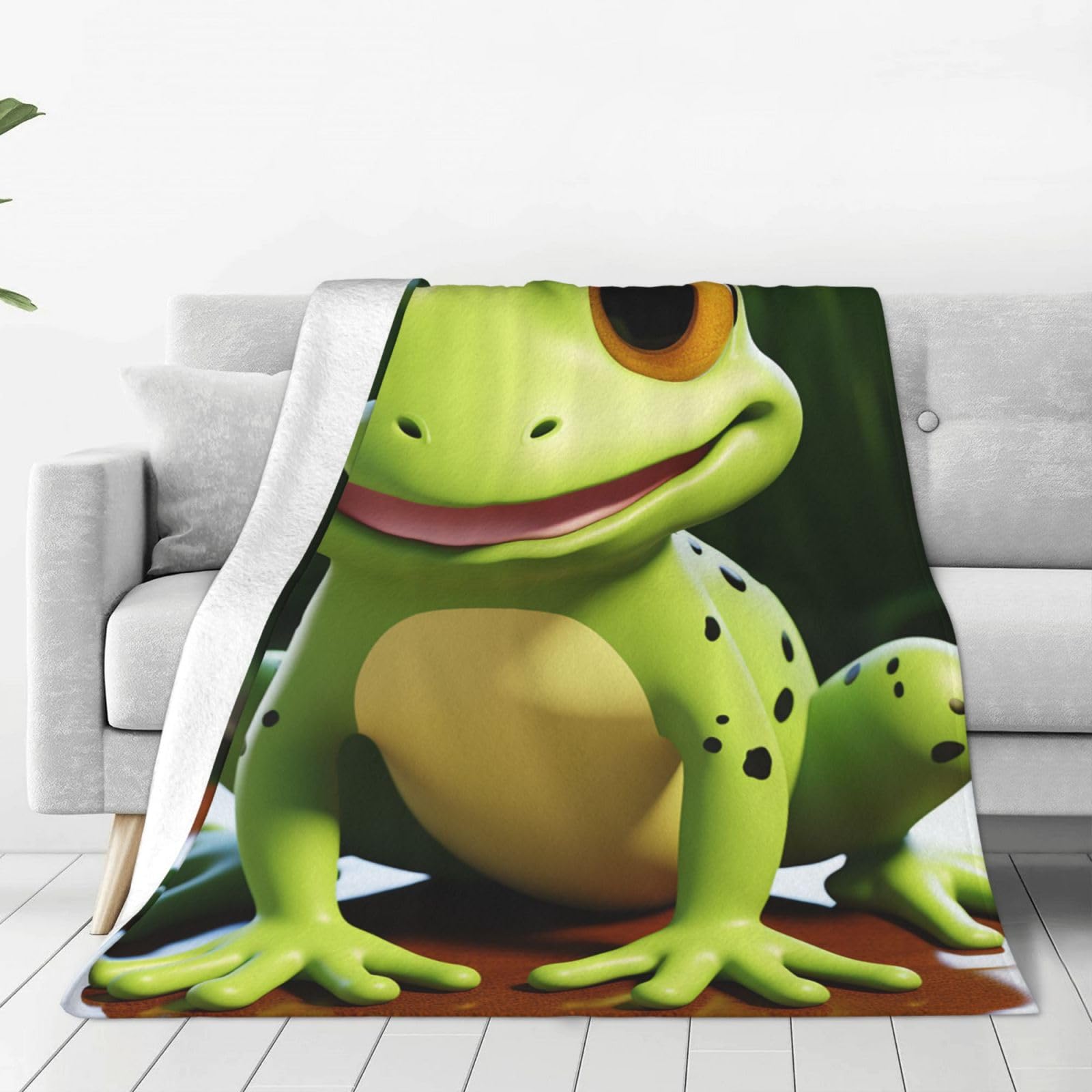 KLOPH Cute Frog Throw Blanket 80"x60" Flannel Fluffy Warm Blanket for Couch, Reversible Plush Blankets for Bed, Comfy Fuzzy Blanket for Sofa, Plush Lightweight-Blankets for All Season