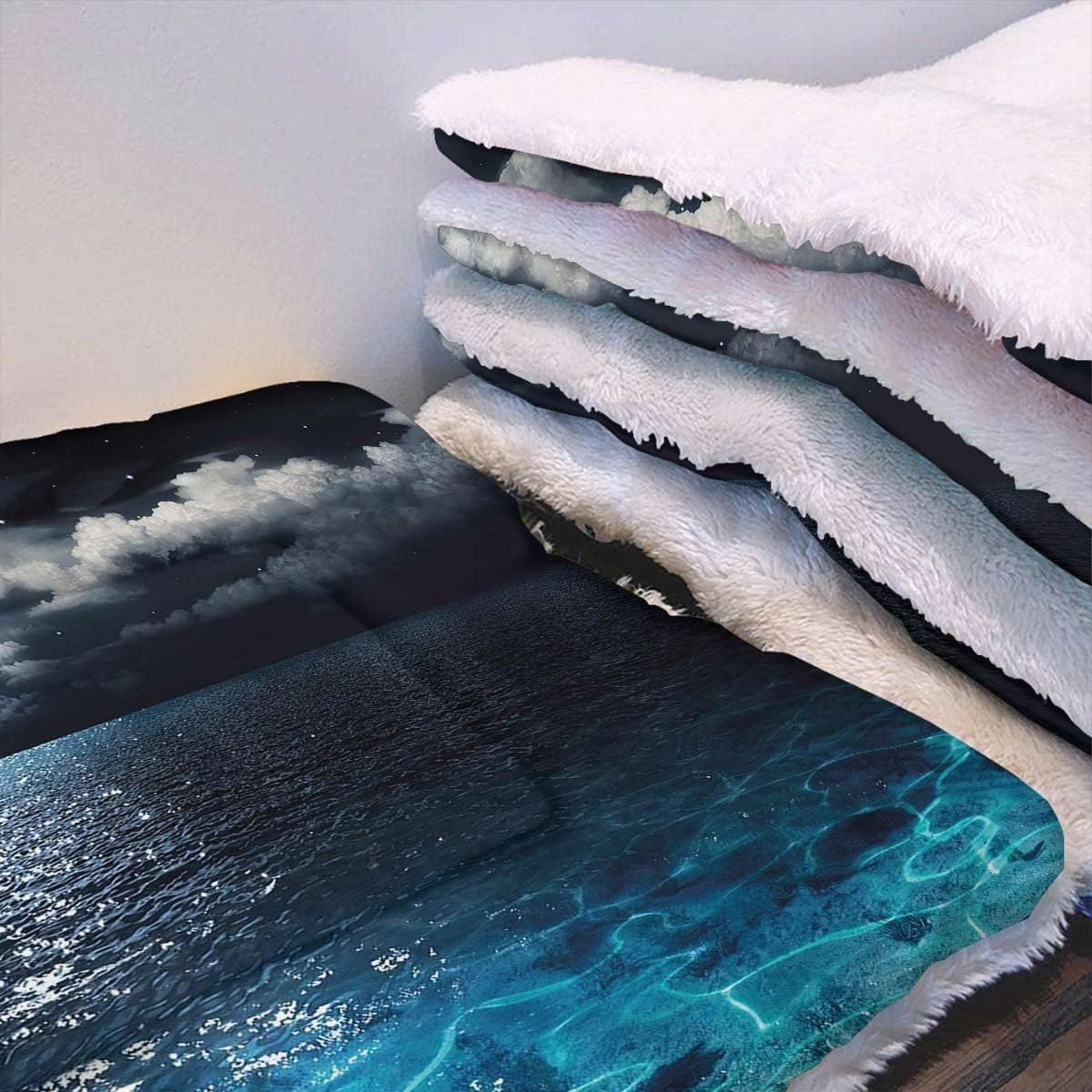 review Dark Blue and White Pet Products Self-Warming Pet Pad Full Moon and Foggy Clouds with Thermal Warming Body Heat Reflecting Core Pad,Washable Night Sky 19