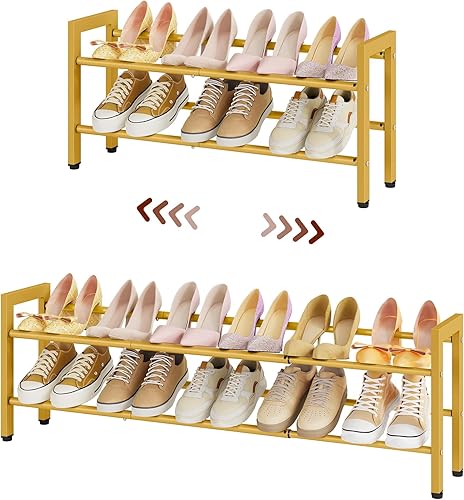 Miniatura 12 de FAVOOSTY - Zapatero expandible de 4 niveles, organizador de almacenamiento de zapatos ajustable que ahorra espacio, zapatero de metal que se monta