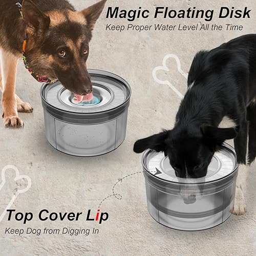 Miniatura 6 de Cuenco de agua para perros de 1 galón sin derrames, gran capacidad, sin BPA, diseño antisalpicaduras y antiexcavación con base antideslizante para