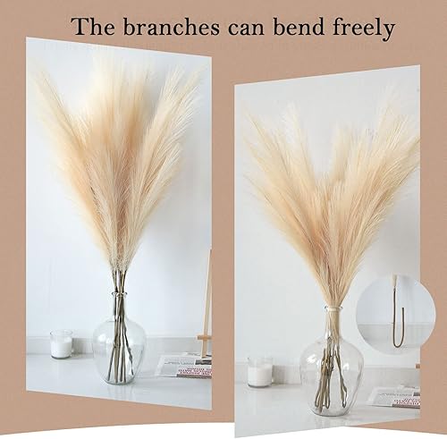 Miniatura 3 de ZIFTY 8 piezas de hierba de pampa sintética de 3 pies grande alto y esponjoso hierba de caña para rellenar jarrones hogar sala de estar cocina boda