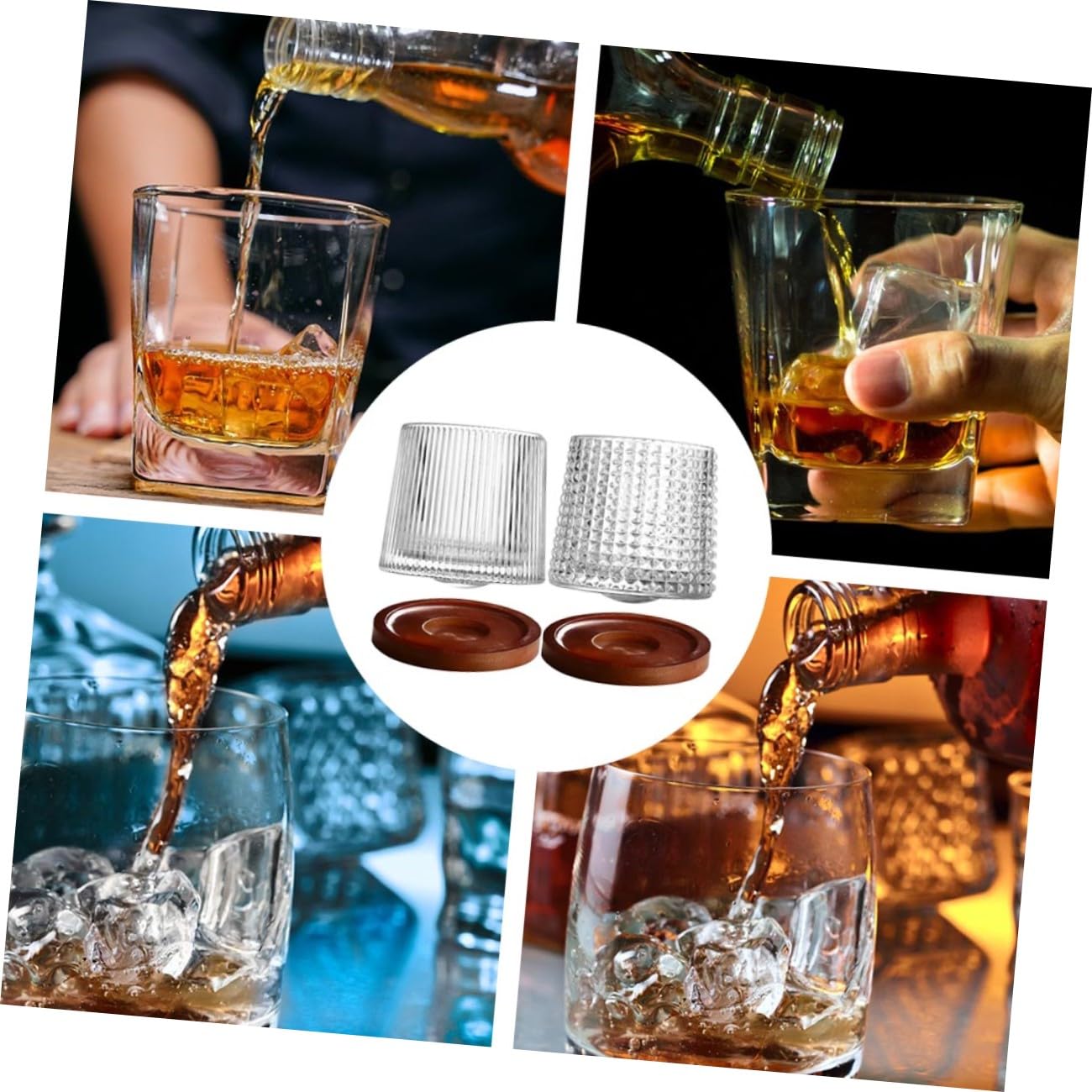 Cabilock 2 Juegos vidrio giratorio vasos de whisky de cristal vaso de cristal anteojos vasos de vidrio vasos tazas copas de cóctel únicas diamante barra de vidrio colocar
