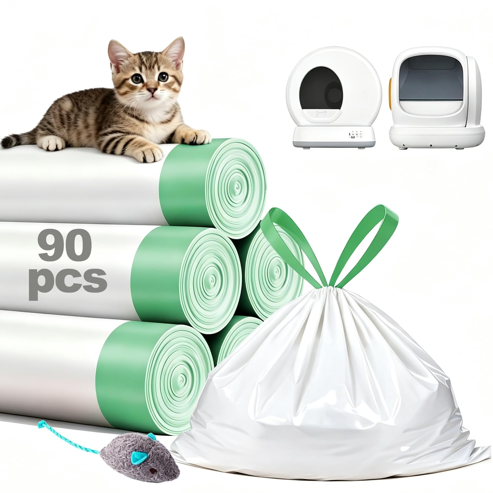 MeoW - 90 bolsas de arena para gatos MW-SC01 MW-SC02 MW-LR01, sin desgarros, a prueba de fugas, 18 x 12.6 pulgadas