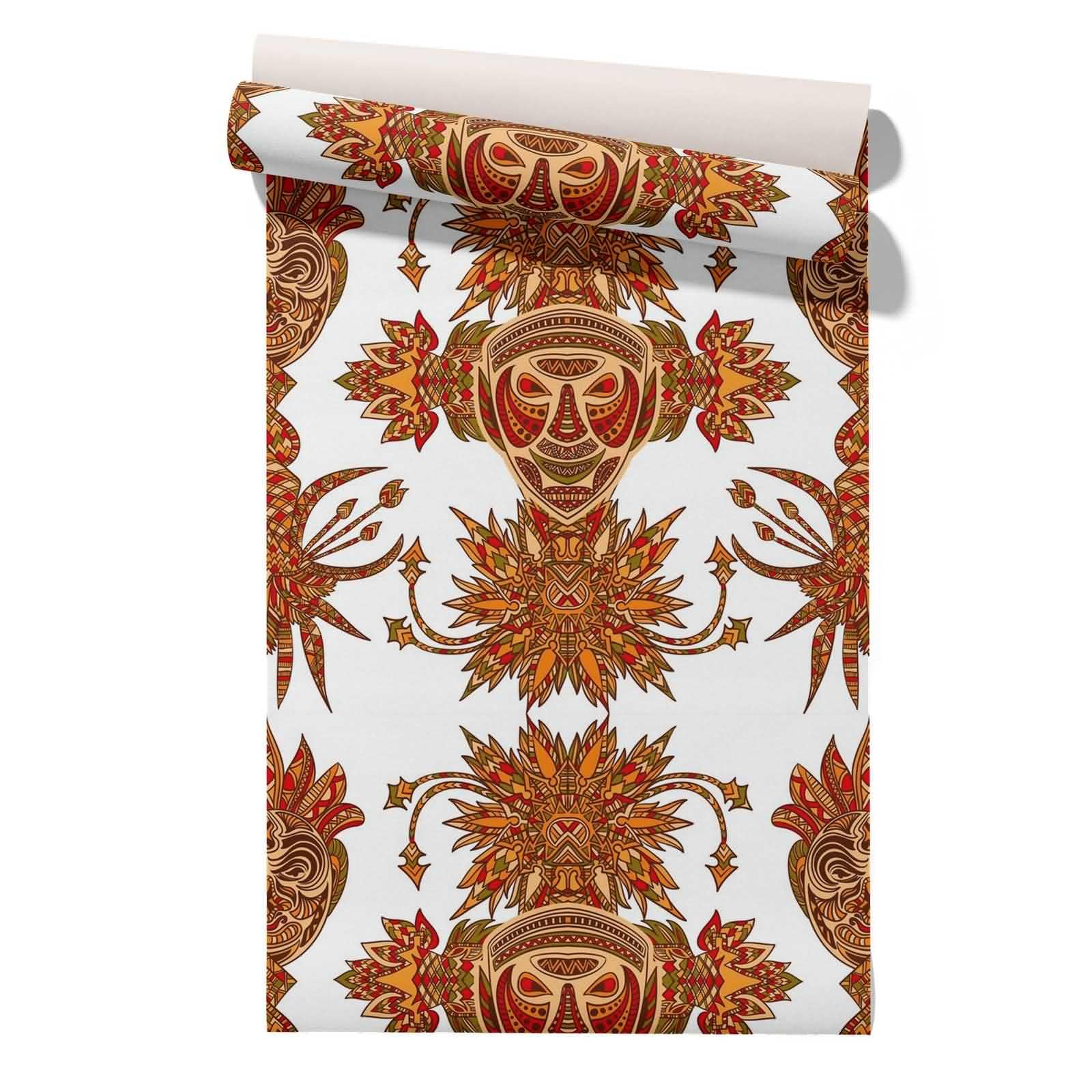 CEVAN Bedroom Wallpaper Paste The Drawer Liner Plain Ethnic Patterns Retro Peel & Stick Covering Tapestry Peel And Stick Vinyl Wrap For Home Furniture 45x500cm