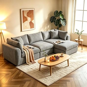 113 Boneless Cloud Sofa Couches for Living Room, Bedroom - Grey