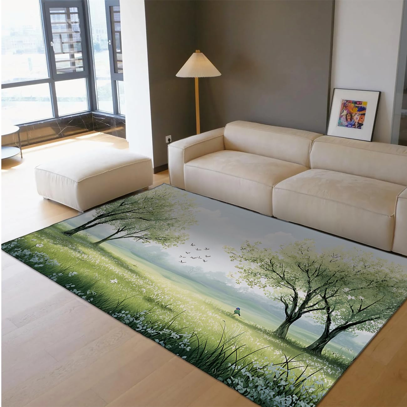 Tapis lavable Spring Garden 100x150 cm antidérapant imprimé fleurs