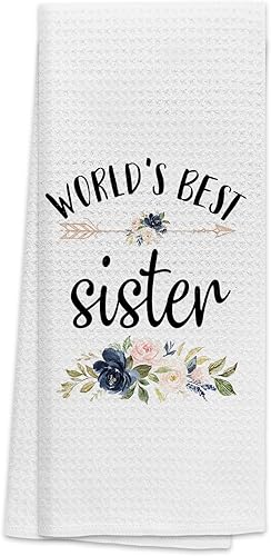 TNUW Mejores toallas de cocina para hermanas 40x60 cm, toallas de mano florales suaves y absorbentes para té y platos, regalos para cumpleaños,