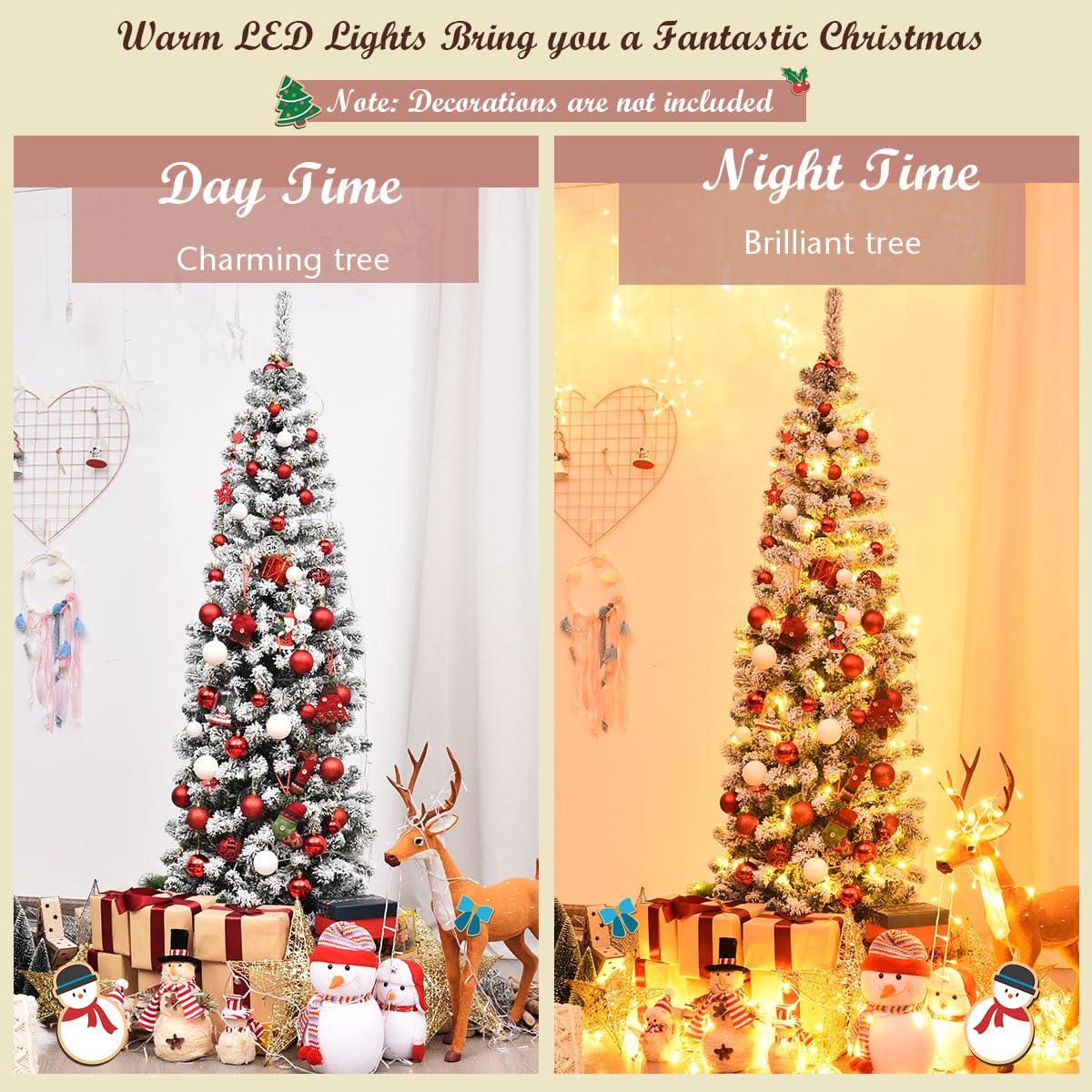 LIFEZEAL Árbol de Navidad Artificial, Abeto Artificial Nevado Iluminado, Árbol de Navidad Nevado Fino con 150/250/350 Luz LED y 242/500/641 Ramas, Base de Metal Plegable (180cm)