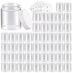 48 Pack 8 OZ Plastic Jars Round Clear Cosmetic Container Jars with Clear Lids, Eternal Moment Plastic Slime Jars for Lotion, Cream, Ointments, Makeup, Eyeshadow, Rhinestone, Samples, Travel Storage