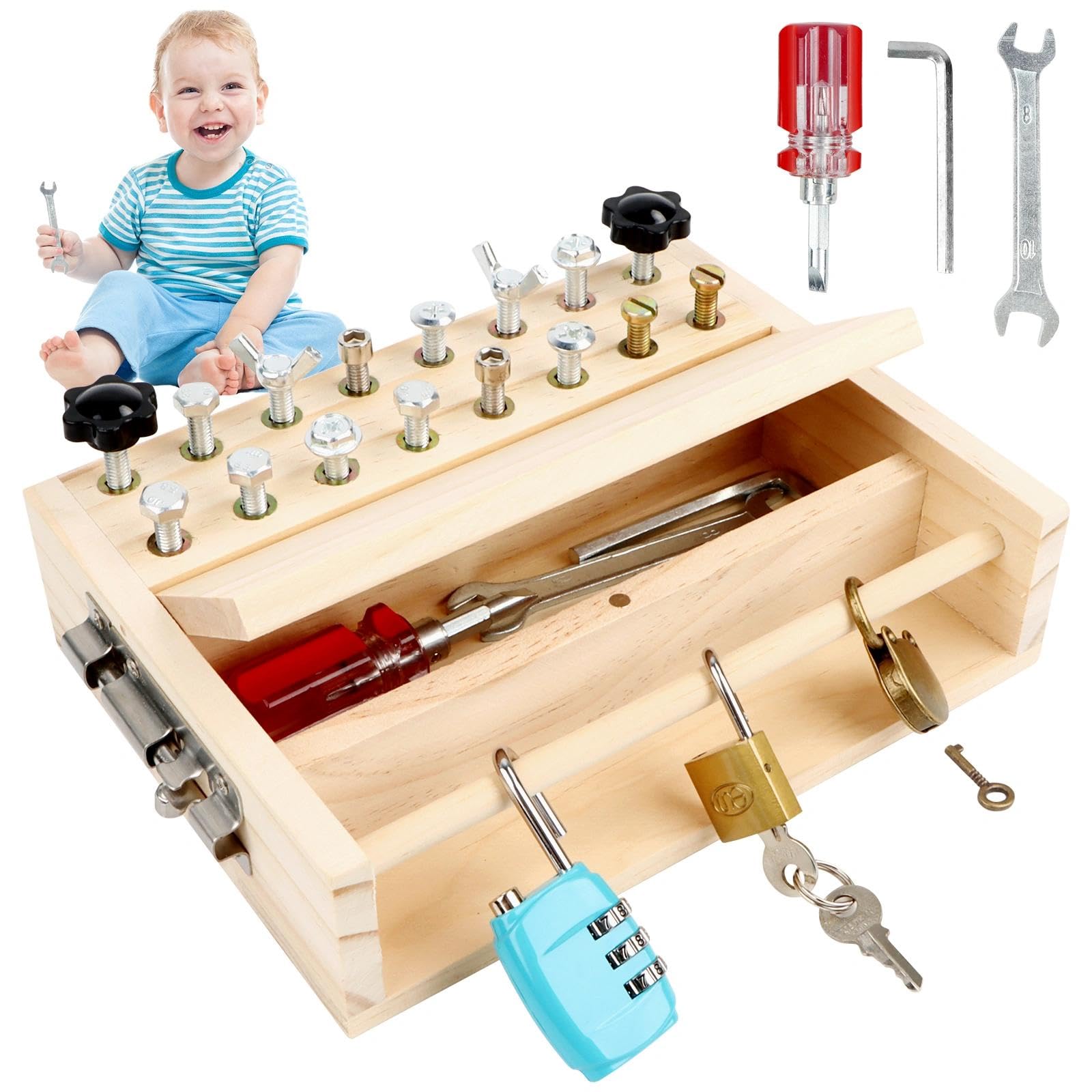 Montessori zestaw płyt z wkrętakami, drewniana deska do wkręcania, Busy Board drewniana zabawka, zabawka Montessori od 3 4 5 lat, zabawka motoryczna zabawka edukacyjna zabawka dla dzieci prezenty dla