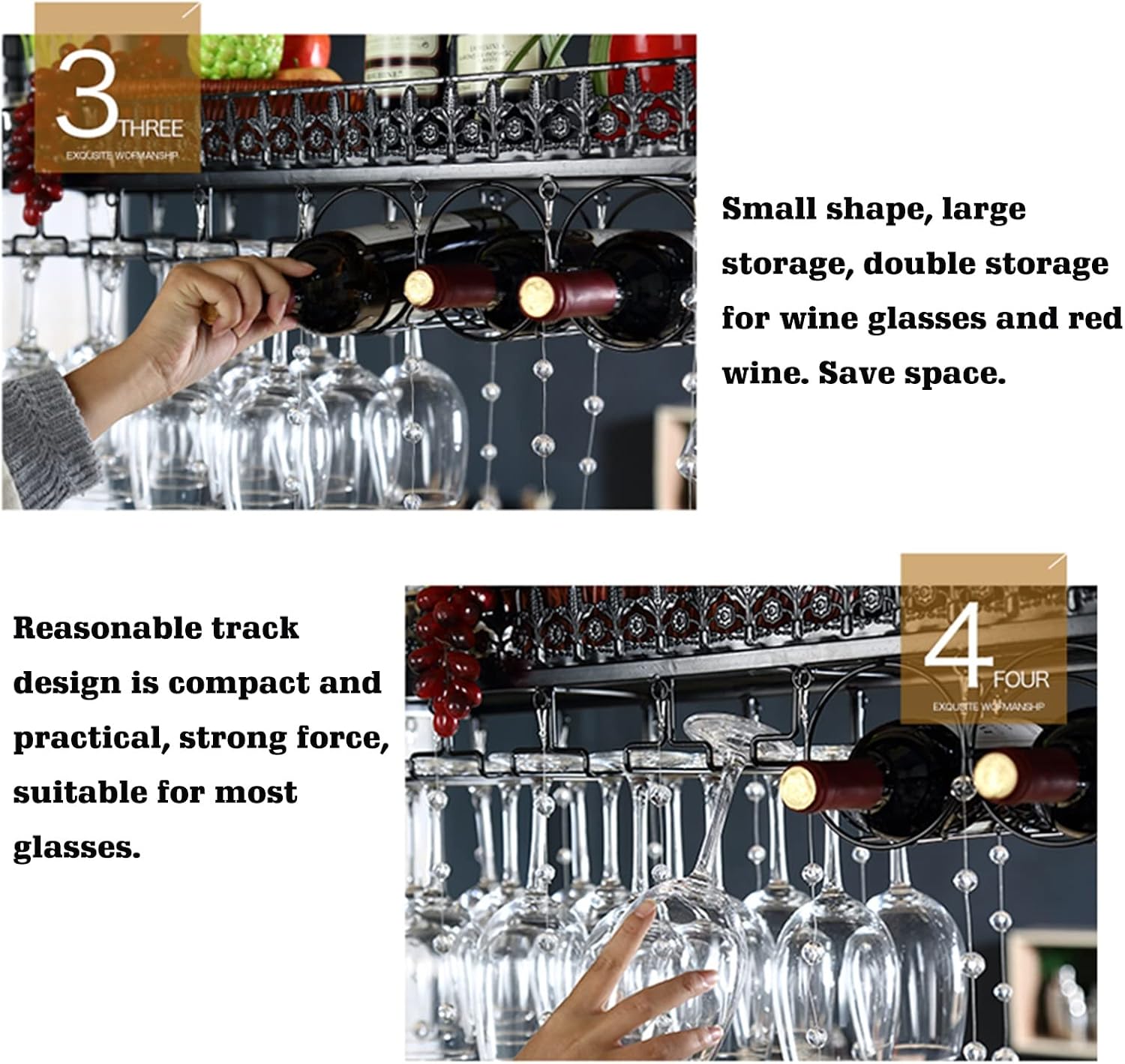 Iron Industrial Style Wine Rack, Ceiling Decoration Rack, Flower Rack Suitable for Living Room Restaurant Bar (Color : Black, Size : 80CM)