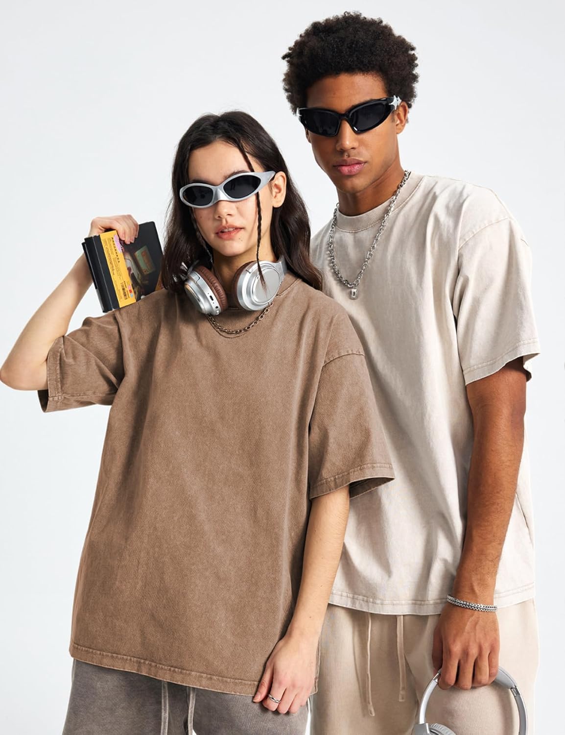 Gihuo 4 Pack Oversized Tshirts for Men Acid Wash T-Shirts Vintage Heavyweight Shirt Cotton Tees - Image 2