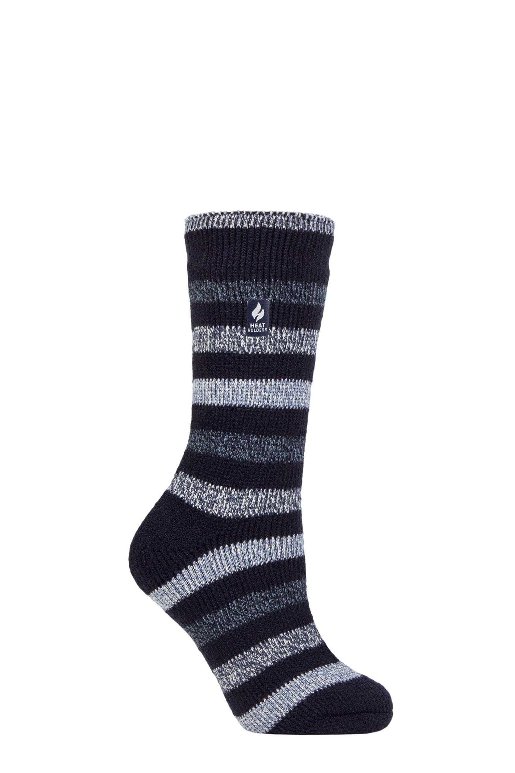Heat Holders Women's Delamere Stripe Navy Sockshop Socks - 2.3 Tog Thermal, Warm, Cosy, Patterned, Pack Of 1 Size 4-8 4-8
