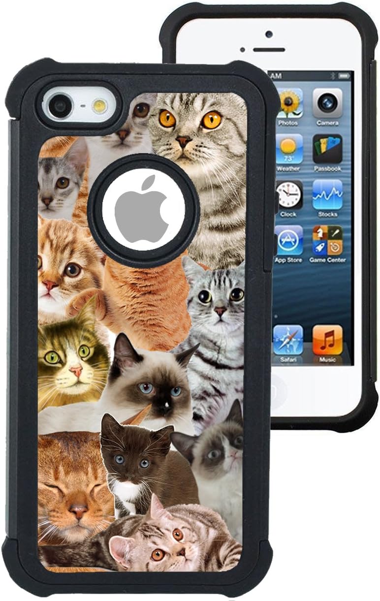 CorpCase iPhone 5 Case / iPhone 5S Case / iPhone SE Case - The Cat Collage Cats/ Hybrid Unique Case With Great Protection