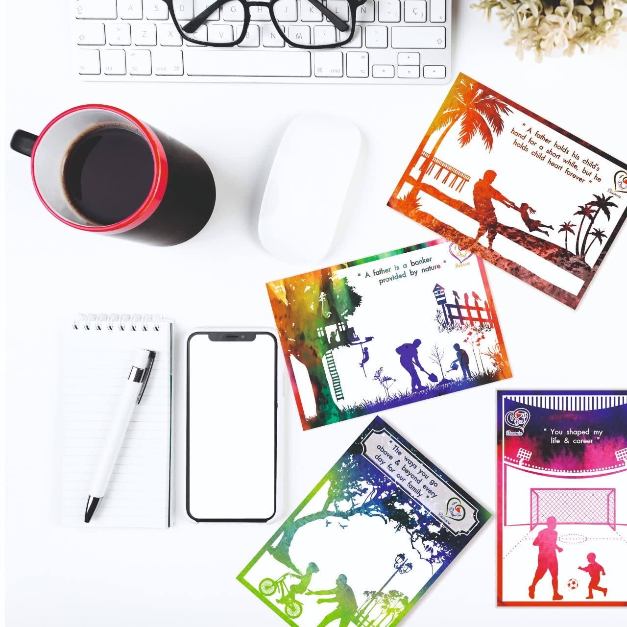 VantageKart 16 Reasons Why I Love You Dad Cards | Father’s Day & Birthday Gift for Father | Pre-Printed Love Message Cards | A5 Size, 300 GSM Premium Paper 3