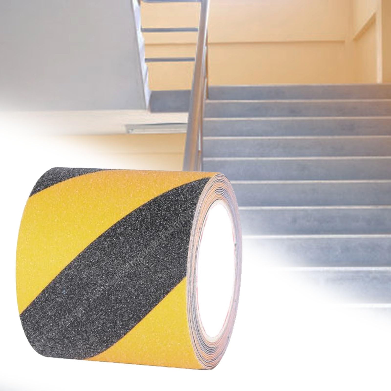 cinta escaleras Cinta Antideslizante Para Escalones De Escalera, Resistente, Para Baños, Fábricas Y Almacenes. Adhesivo Abrasivo De Alta Fricción Tracción(A,L 15M X W 100MM)