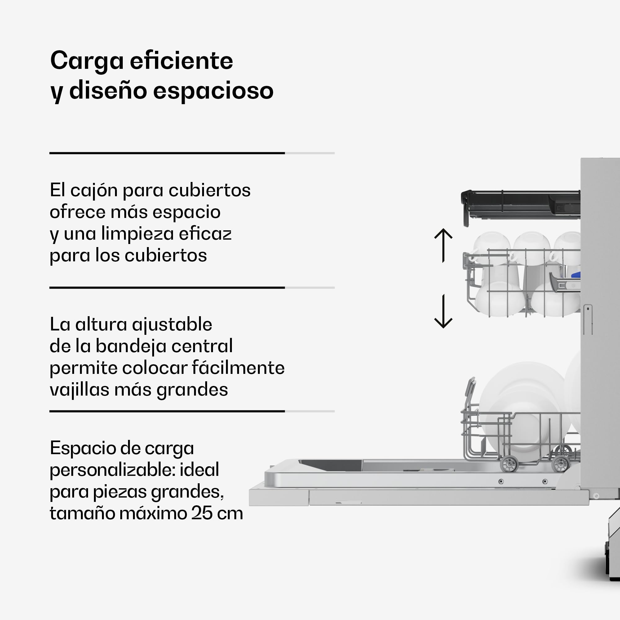 Klarstein Velaire Lavavajillas Integrable 45cm - 10 Cubiertos, 6 Programas, 42 dB, Clase B, AquaStop, Panelable, Totalmente Integrado, Acero Inoxidable
