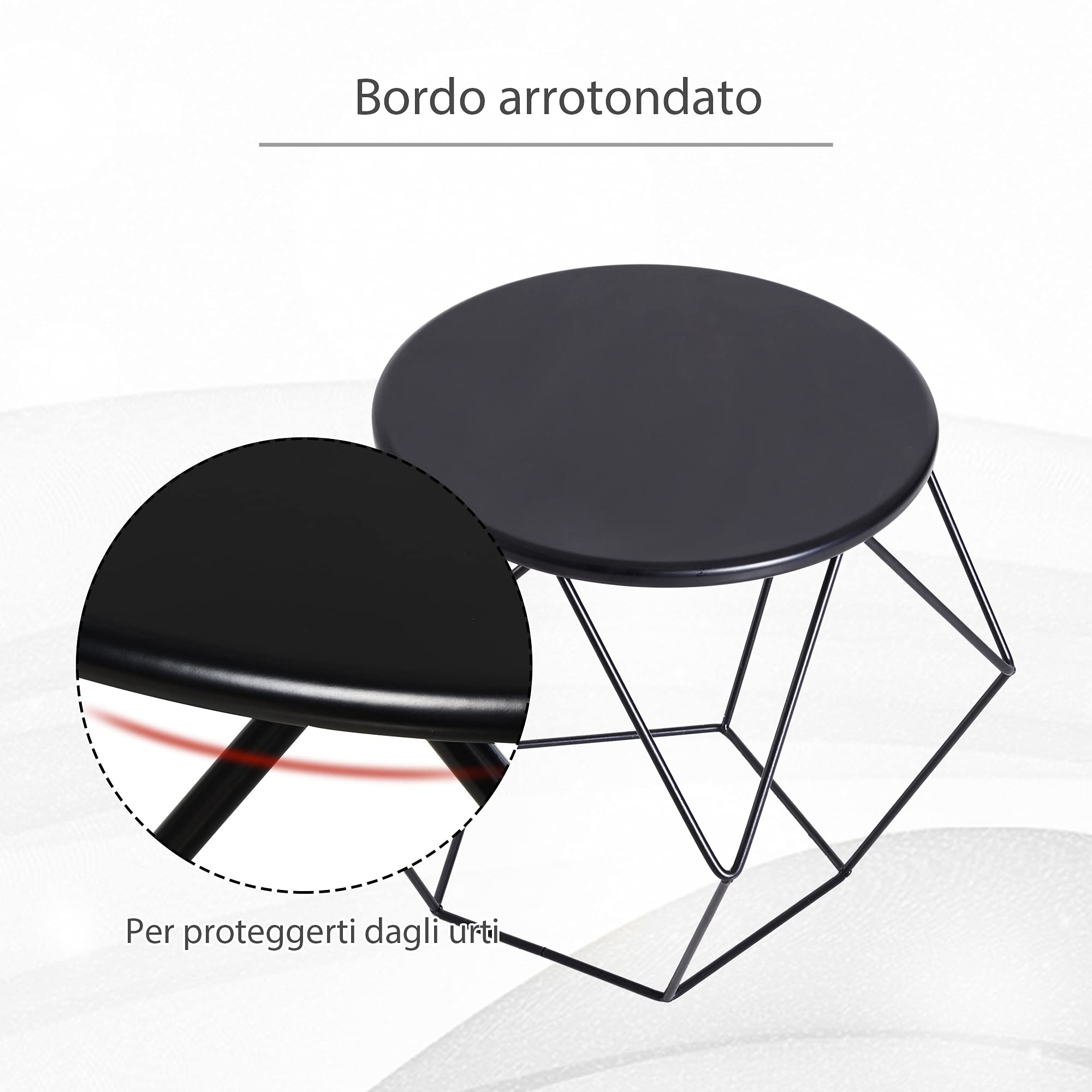 homcom Tavolino da caffè Salotto Design Nordico Minimalista Geometrico Ampio Piano, Acciaio, 54x54x44cm