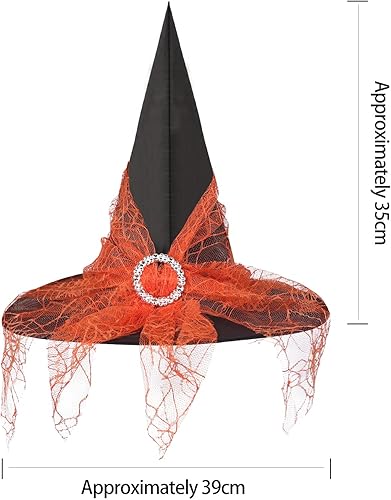 Miniatura 9 de Sombrero de bruja para disfraz de Halloween con encaje y diamantes de imitación, accesorio de disfraz de bruja para Halloween, fiesta de Navidad,