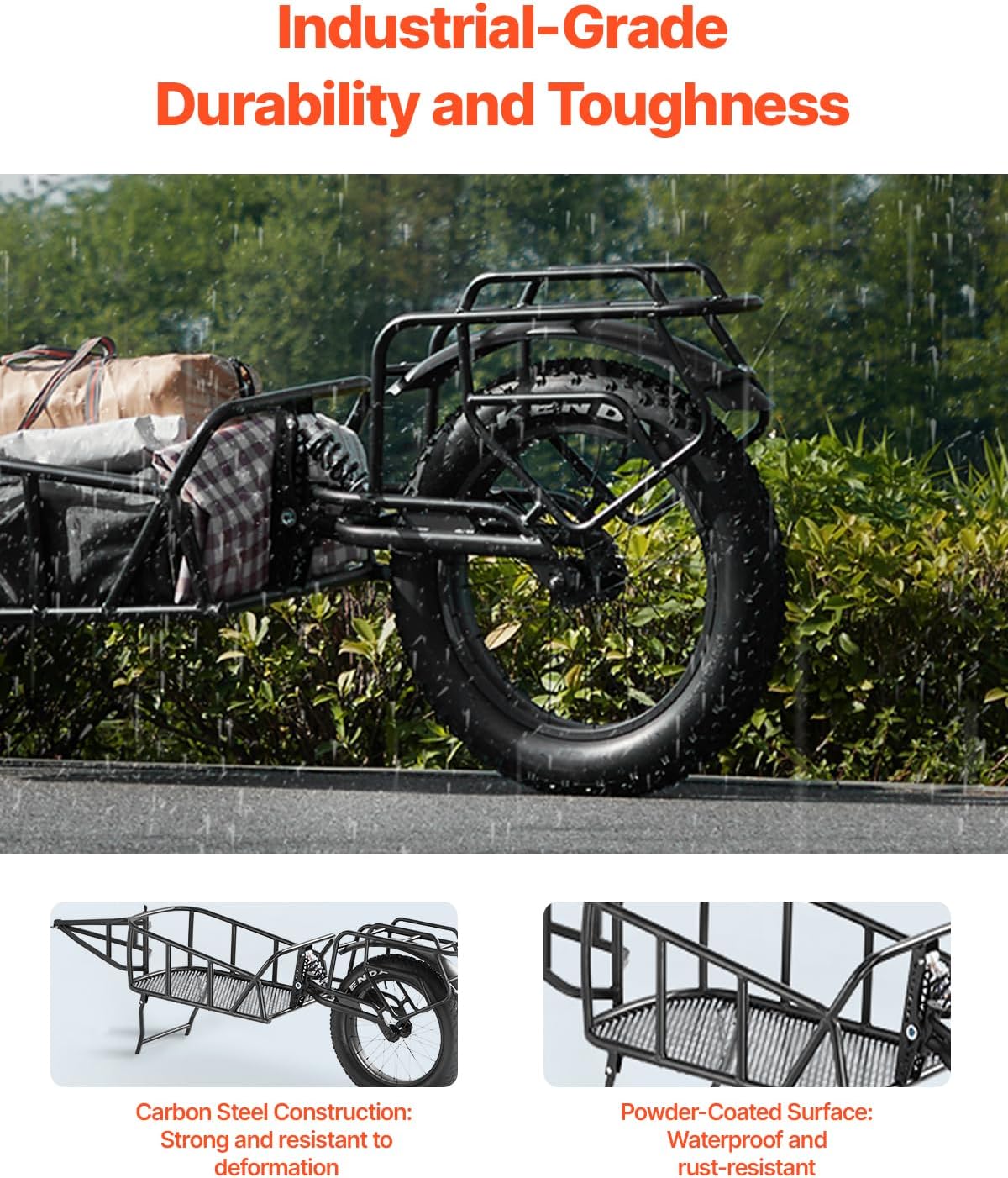 VEVOR Bike Cargo Trailer, 70/275 lbs Load Capacity, Foldable Compact Storage & Quick Release with Universal Hitch, 20" Wheels, Fits Most Bike Wheels, Carbon Steel Frame, Heavy-Duty Bicycle Wagon Cart