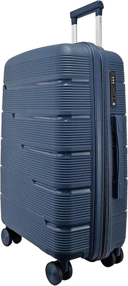 Mala de Viagem Média 23kg, Polipropileno Rígido, 4 Rodas Duplas 360º, Trava TSA, Divisória Interna (Azul Marinho P2M)