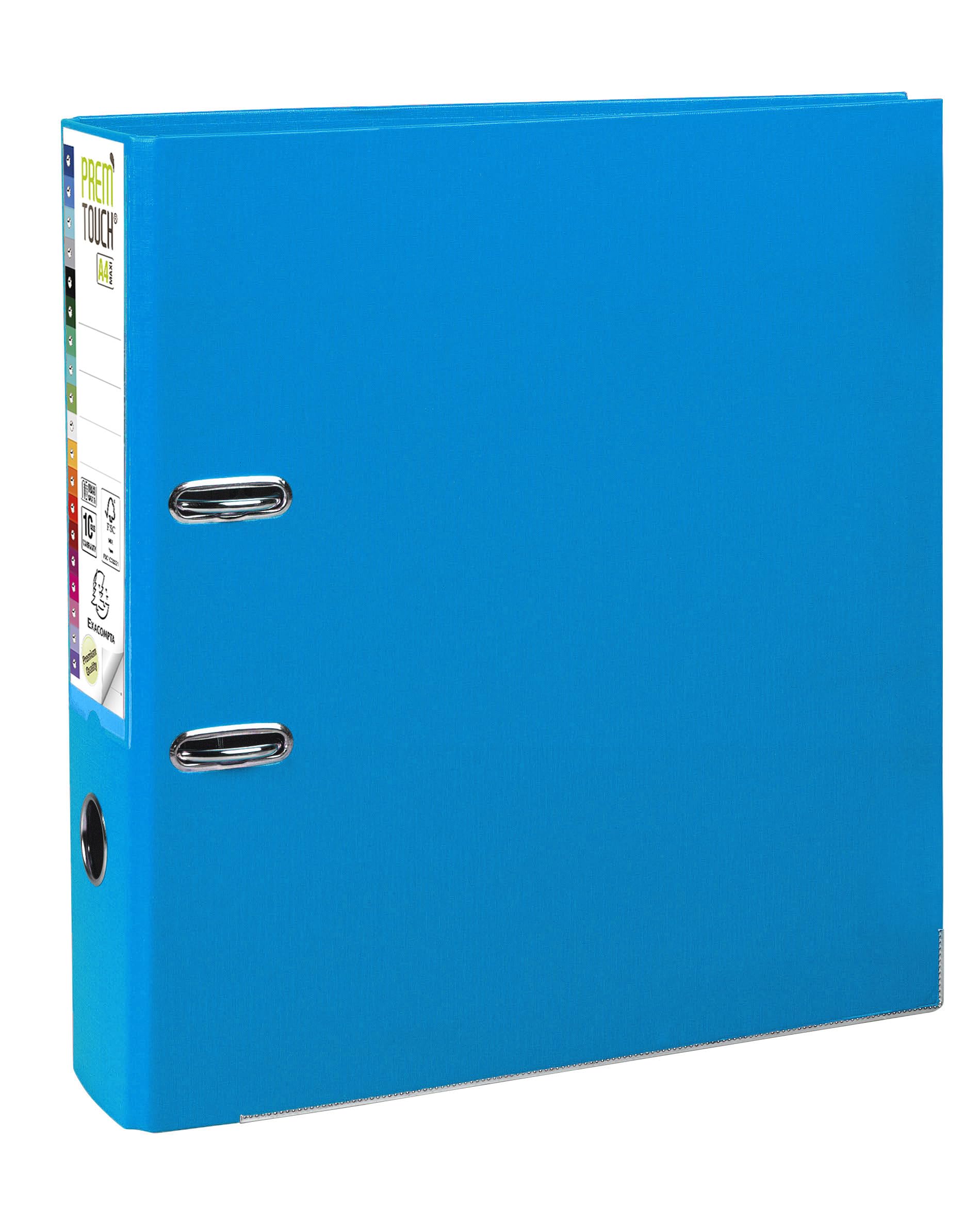 Exacompta - Réf. 53302E - Carton de 10 classeurs à levier A4 MAXI Prem'Touch - Dos 80 mm - Mécanique 80 mm - Dimensions extérieures : 32 x 30 x 8 cm - Format à classer A4 Maxi - Coloris : Bleu clair