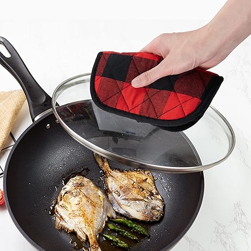 Miniatura 76 de Agarraderas de algodón, lavables a máquina, resistentes al calor, salvamanteles, para cocinar y hornear Gris Oscuro