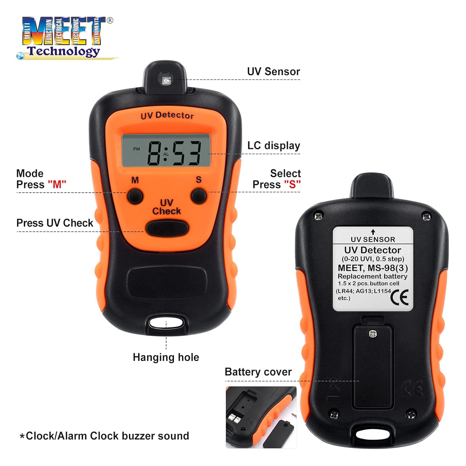 Meet UV Strength Tester for Measuring Sun Light UV Level,High Precision UVA UVB Meter,Photometer UV Detector,Portable UV Intensity Meter with 1.5v Battery