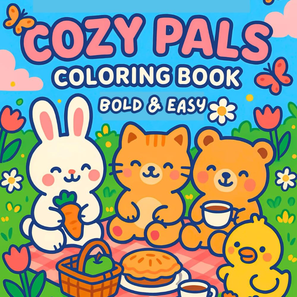 Cozy Pals Bold & easy Coloring book: +40 Adorable & Cute Comfy Pals Adventures Designs For Adults & Kids