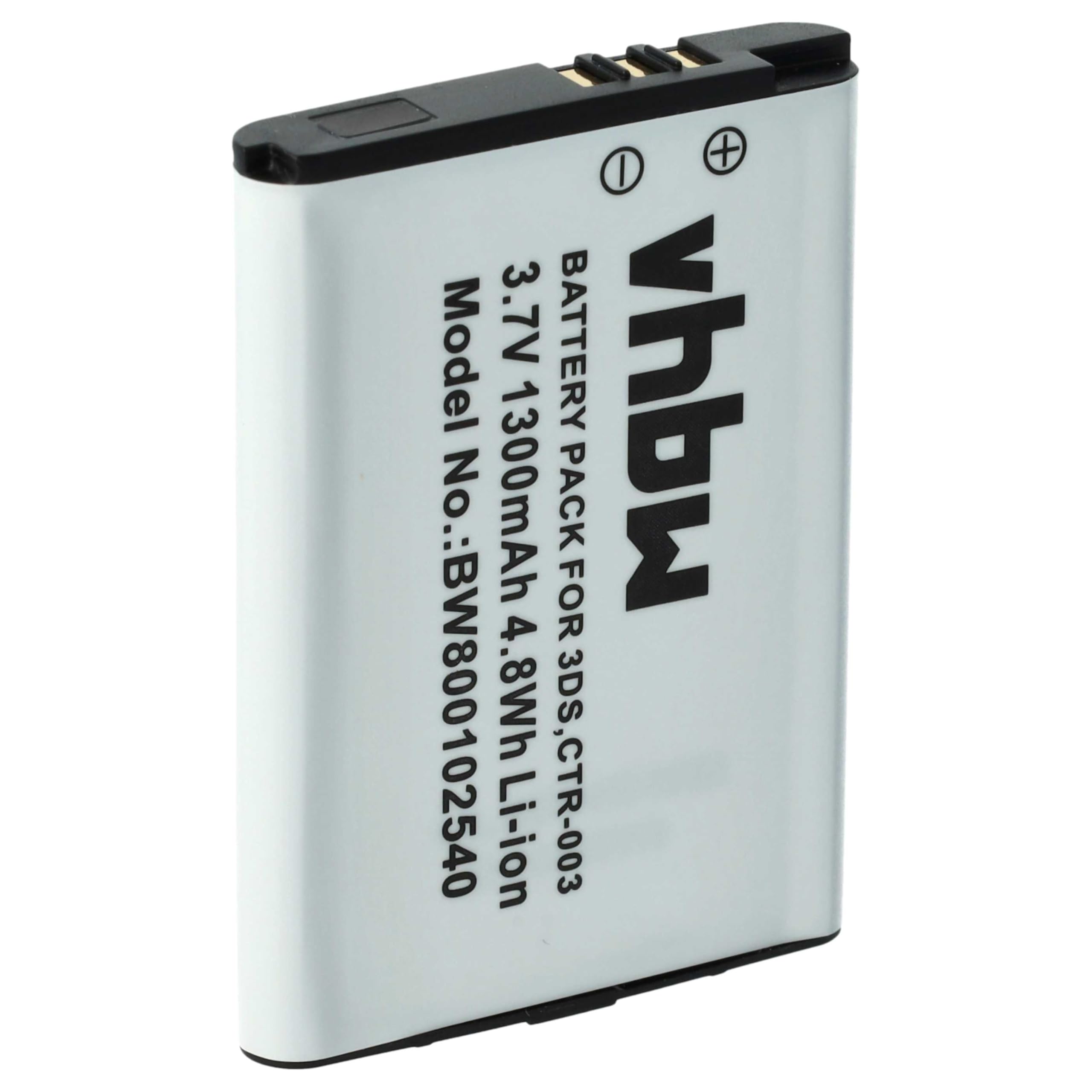 vhbw Batería Compatible con Nintendo 2DS, 3DS, New 2DS (XL), Wii U Pro & Switch Pro Controller - Reemplaza CTR-003 (Li-Ion, 1300 mAh, 3,7 V) Repuesto | 3DS, New 2DS (XL), Wii U Pro & Switch Pro - Batería de repuesto para CTR-003 (ion de litio, 1300 mAh, 3