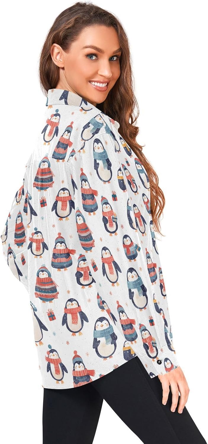 KLL Christmas Penguin Mens Womens Regular Fit Rugby Shirts Outdoor Long Sleeve Blouses