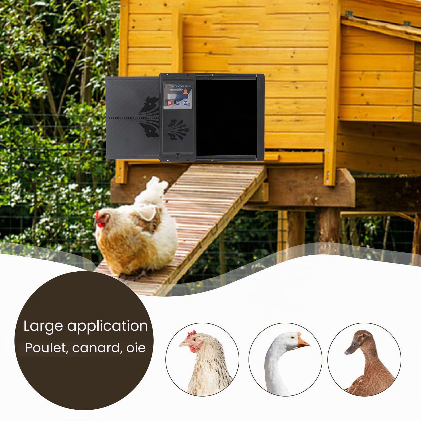 Ouvre-Porte Coopérative Automatique, Ouverture Horizontale à Distance de Télécommande de Poulaise Poulailleur Poulailleur Coupteur d'éclairage pour Protection Contre la Volaille (Black)