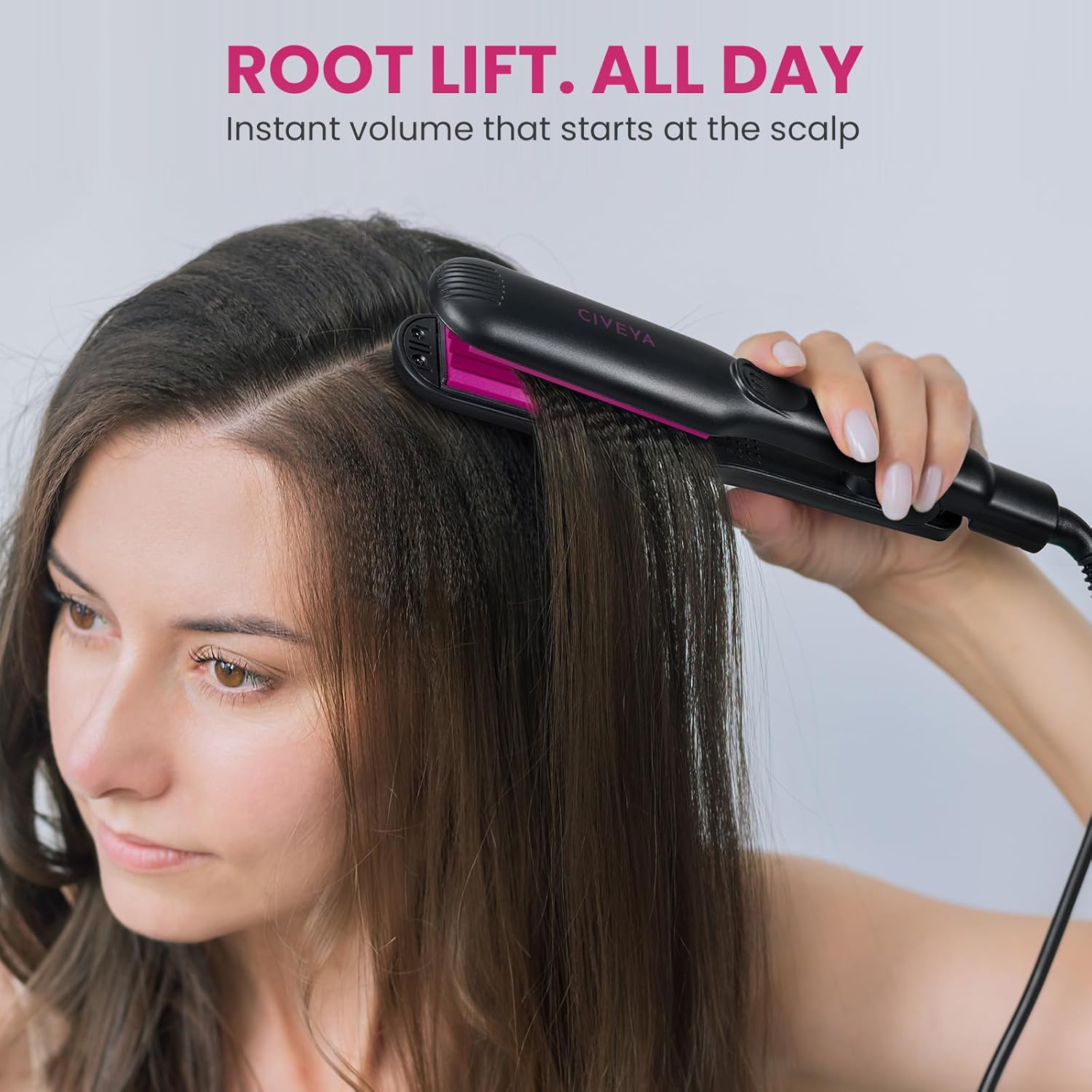 CIVEYA Small Hair Volumizing Iron for Thin Fine Hair, Root Lifter Micro Crimper Hair Tool for Volume, Mini Hair Crimper with 3 Adjustable Temps, Fast Even Heat Up, Worldwide Voltage