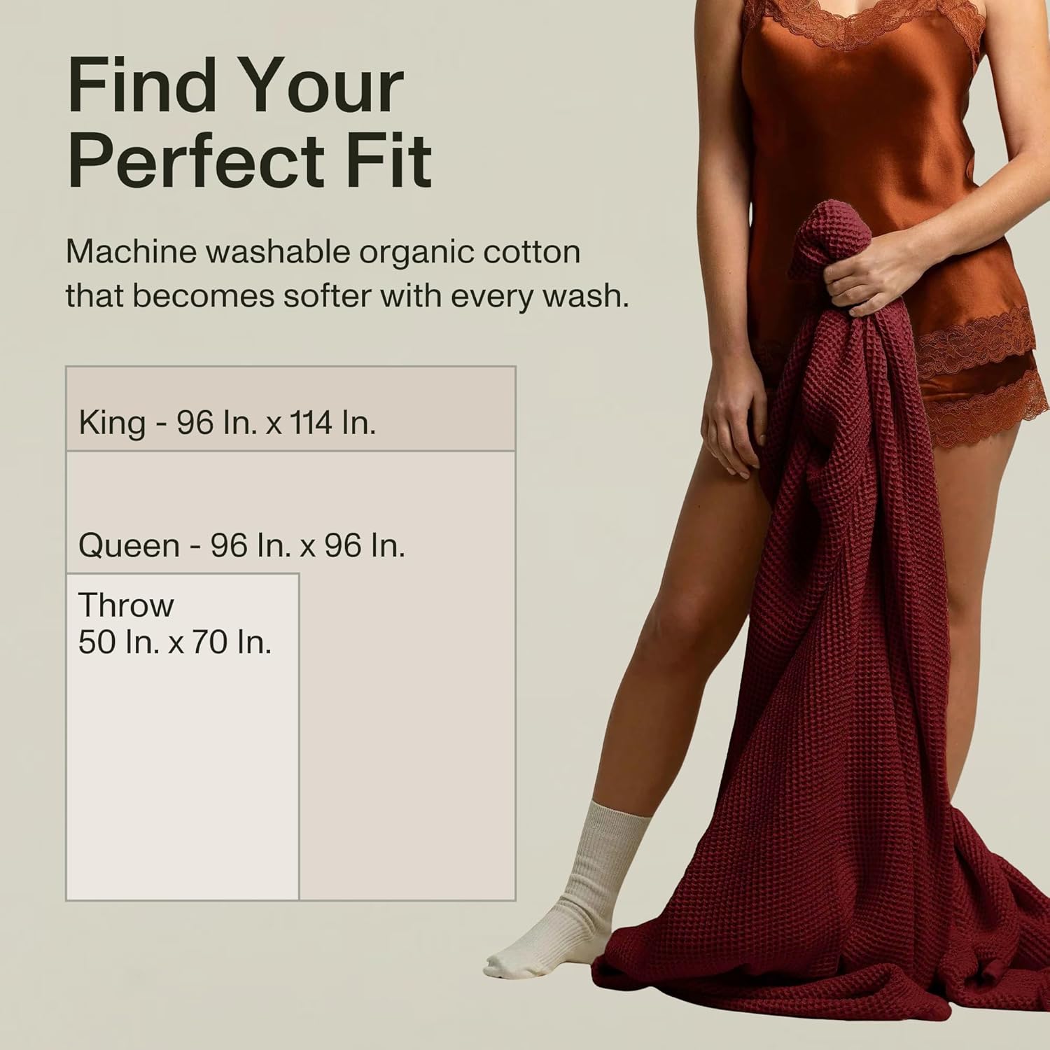 Everlayer Luxury Waffle Throw Blanket - 400 GSM - 100% Organic Cotton Throw Blanket Size 50” x 70”, Soft, Breathable, All-Season, Garment Washed & Pre-Shrunk to Fit (Saddle Brown - Tofino)