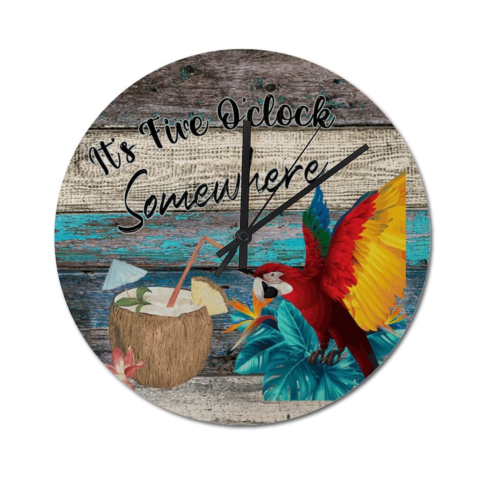 Horloge murale sans bruit It's Five O'Clock Somewhere pour un sommeil serein