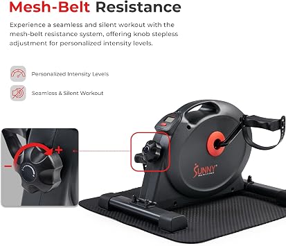 Sunny Health & Fitness Smart Mini Cycle, Under Desk Pedal Arm/Leg Exerciser | Dual Function, Low-Impact Cycle Workout, Rehab/Recovery, Space-Saving Design, Mesh-Belt Resistance, SunnyFit App Connectivity