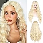 WECAN Long Blonde Wig for Women Blonde Wigs Small Lace Synthetic Natural Looking Part Wavy Goddess Wig Halloween Cosplay Daily Party Wig