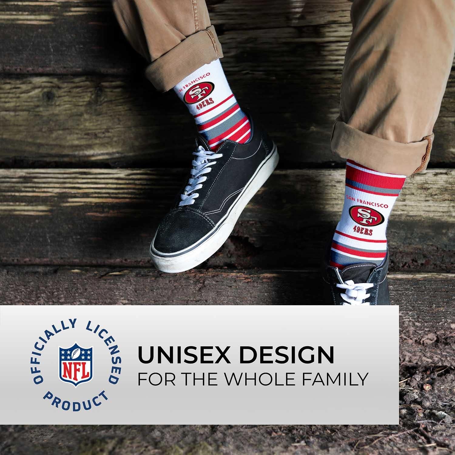 For Bare Feet NFL Adult Striped Dress Socks - Premium Quality - Machine Washable - Perfect for Game Day and Everyday Wear