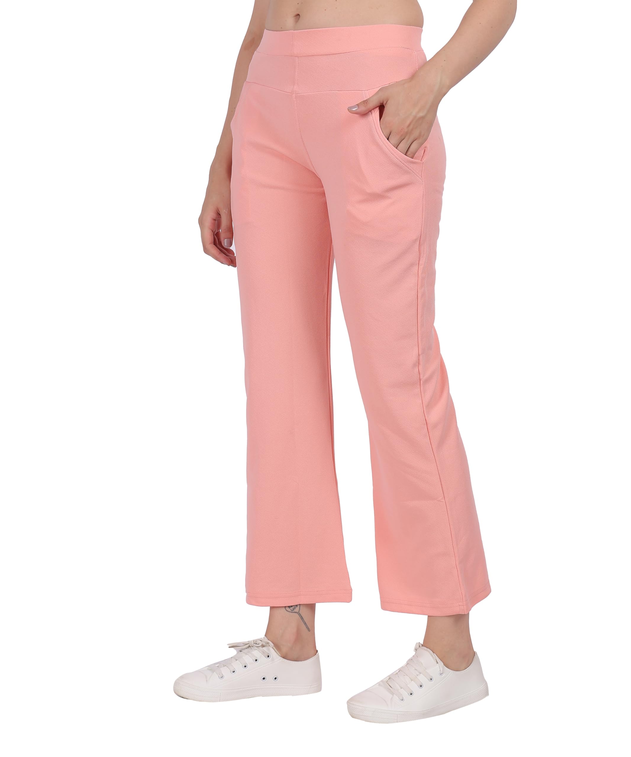 STARLATH Girls Pants and Trousers for Kids Girls, Multicolor Soft Lycra Stretchable Trackpants for Sports Activity Combo (Pack of 2) (in, Age, 7 Years, 8 Years, Regular, Blue-Peach) - Image 3 thumbnail