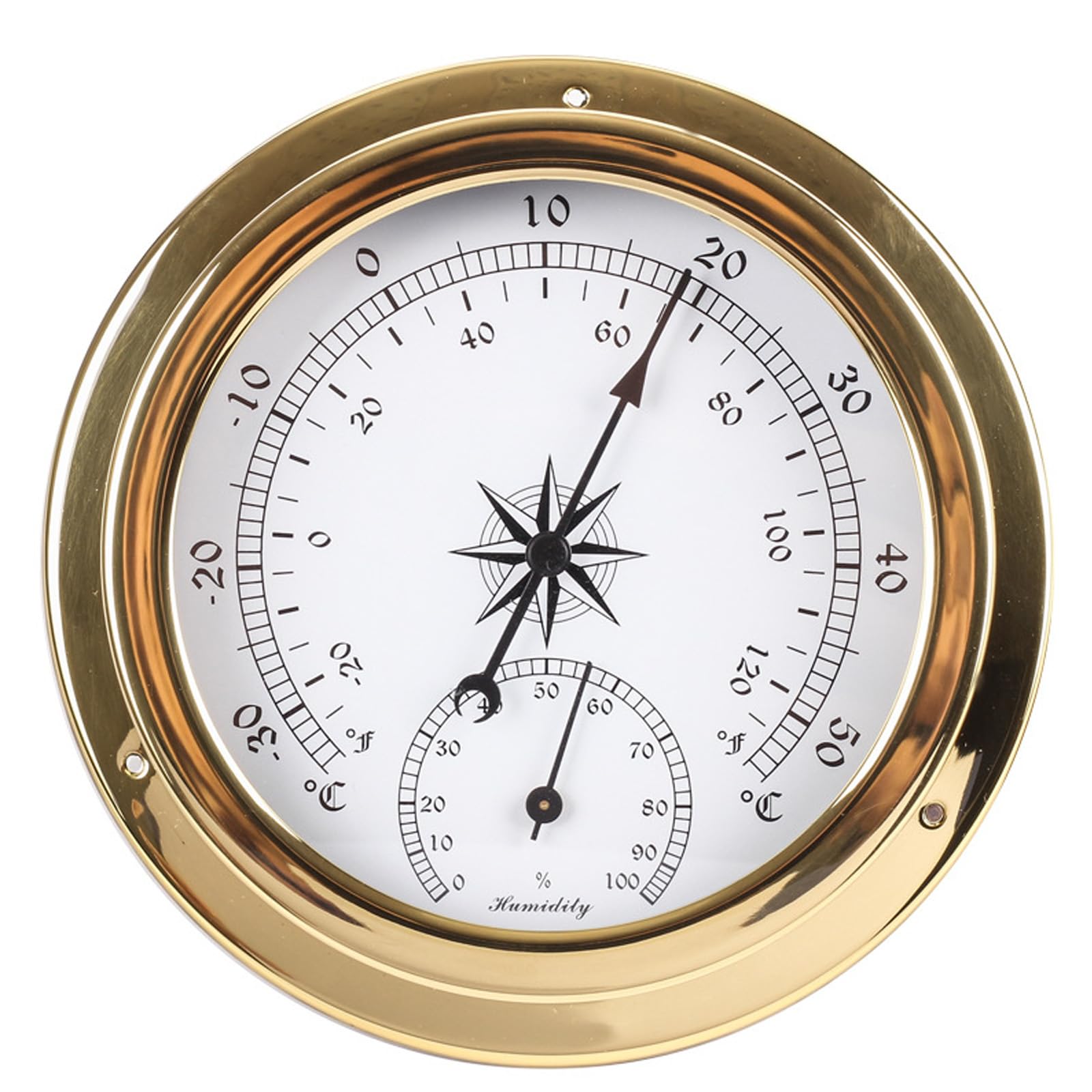 YHJLZNA Weather Station Set,High-Precision Barometer,Clock,Thermometer, Hygrometer,Tidal Clock,Brass Case 145mm Marine Accessory,Suitable for Hotels,Warehouses,And Offices(Color:Wet thermometer)