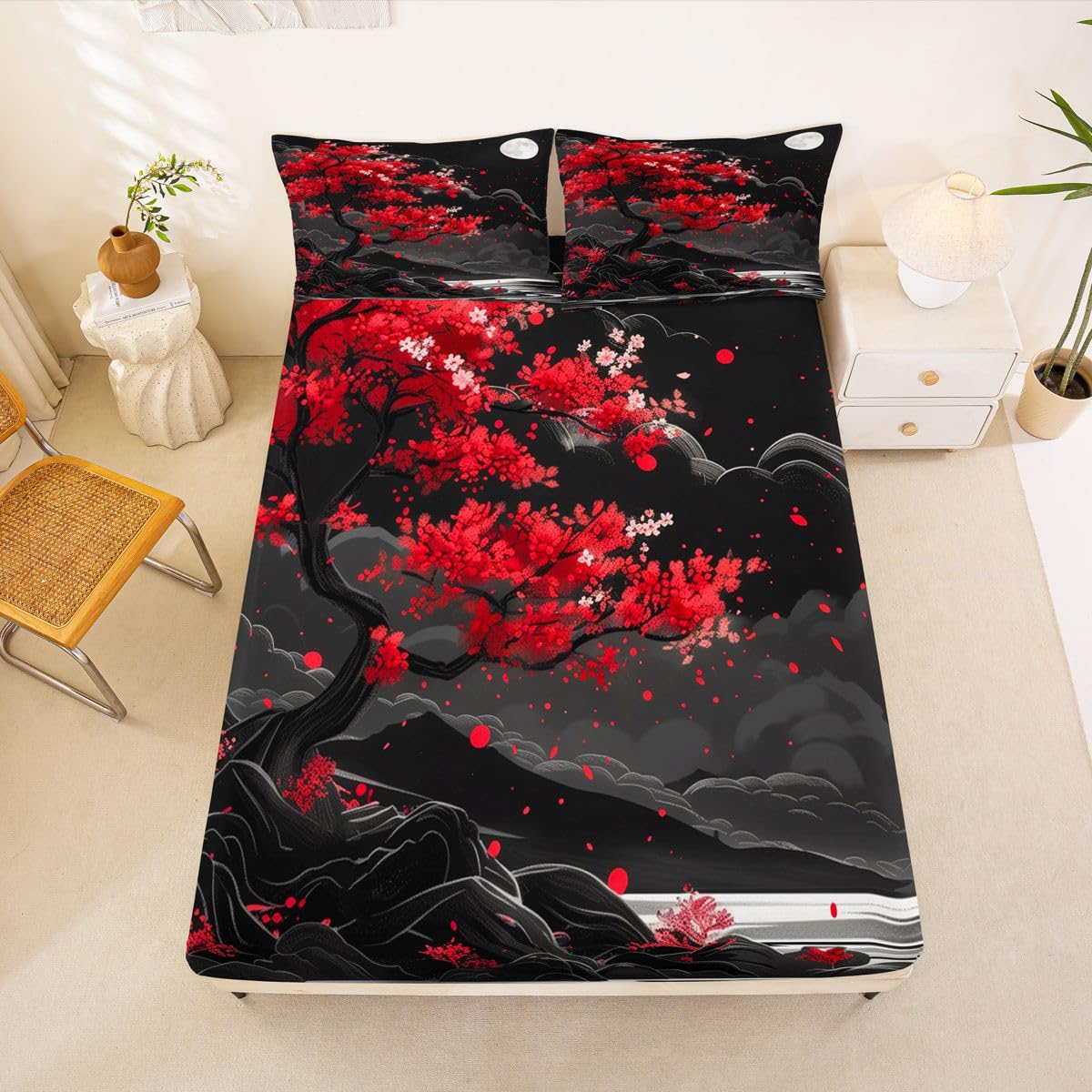 Sábanas bajeras de tamaño King con fundas de almohada de microfibra suave 1