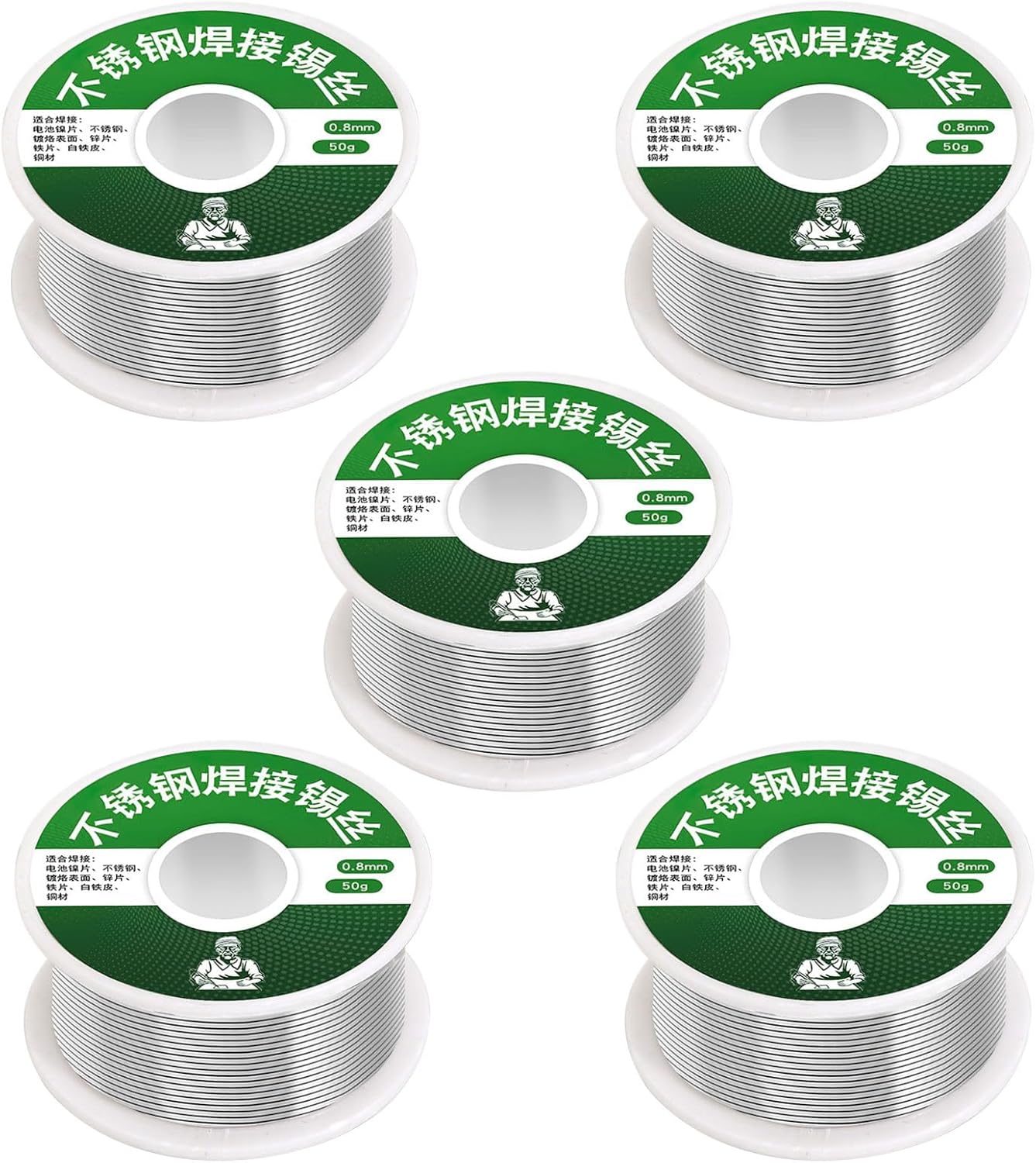 Aluminum Stainless Steel Lighter Solder Wire, 5 Roll 1.0mm Stainless