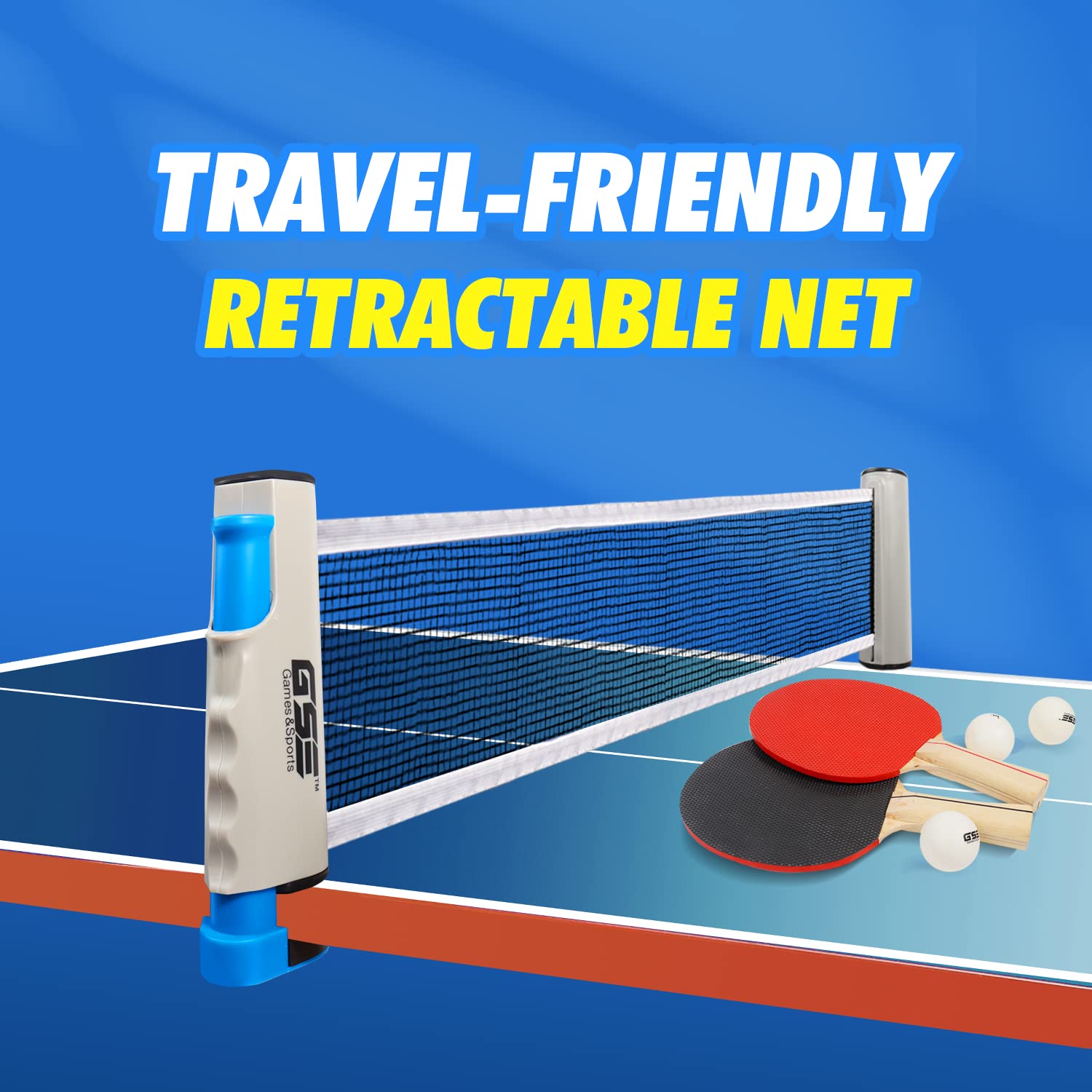 Rete da ping pong retrattile regolabile e post. Rete da ping pong portatile e morsetti. Rete di ricambio per qualsiasi tavolo (grigio)