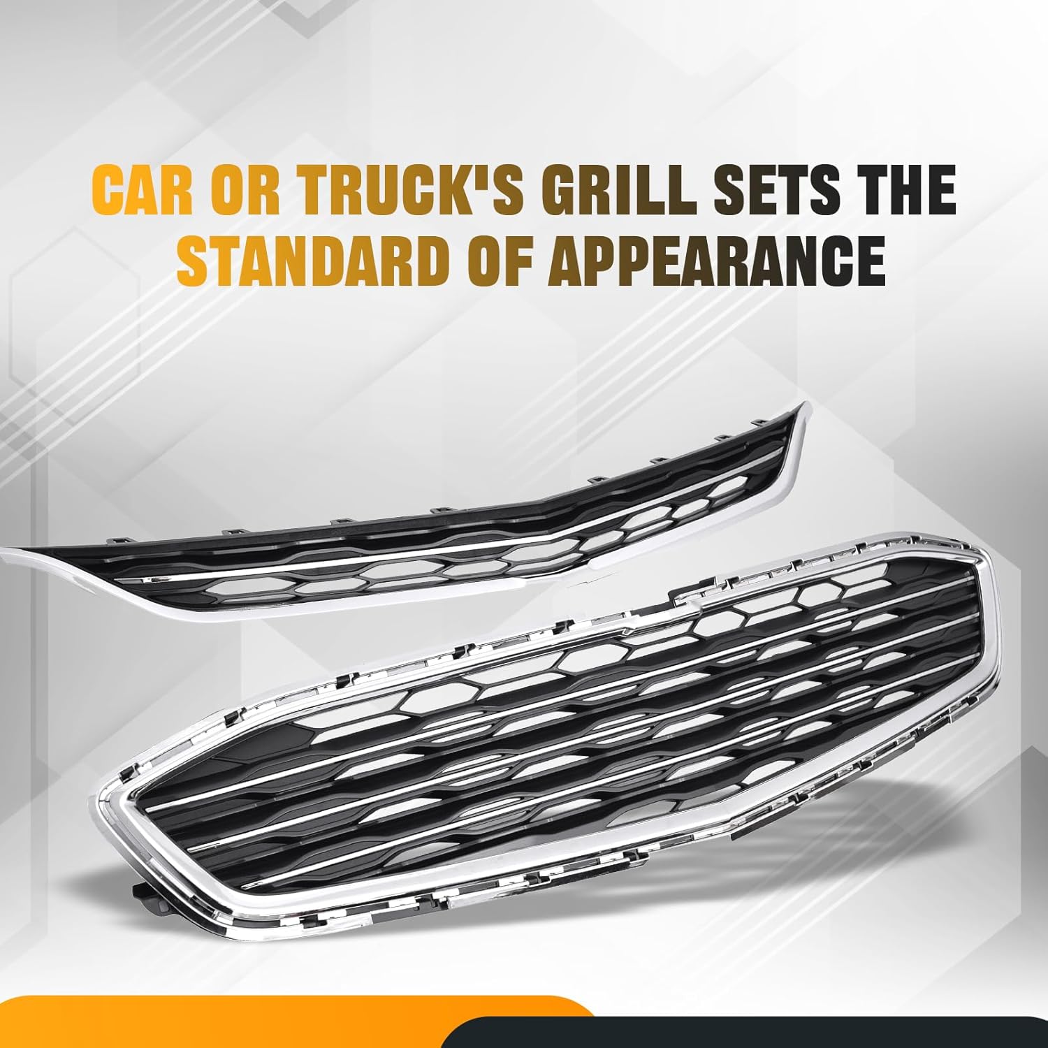 Upper + Lower Grille Assembly Black Center Grille Compatible With 2016-2018 CHEVROLET MALIBU XL 84061034+84159846